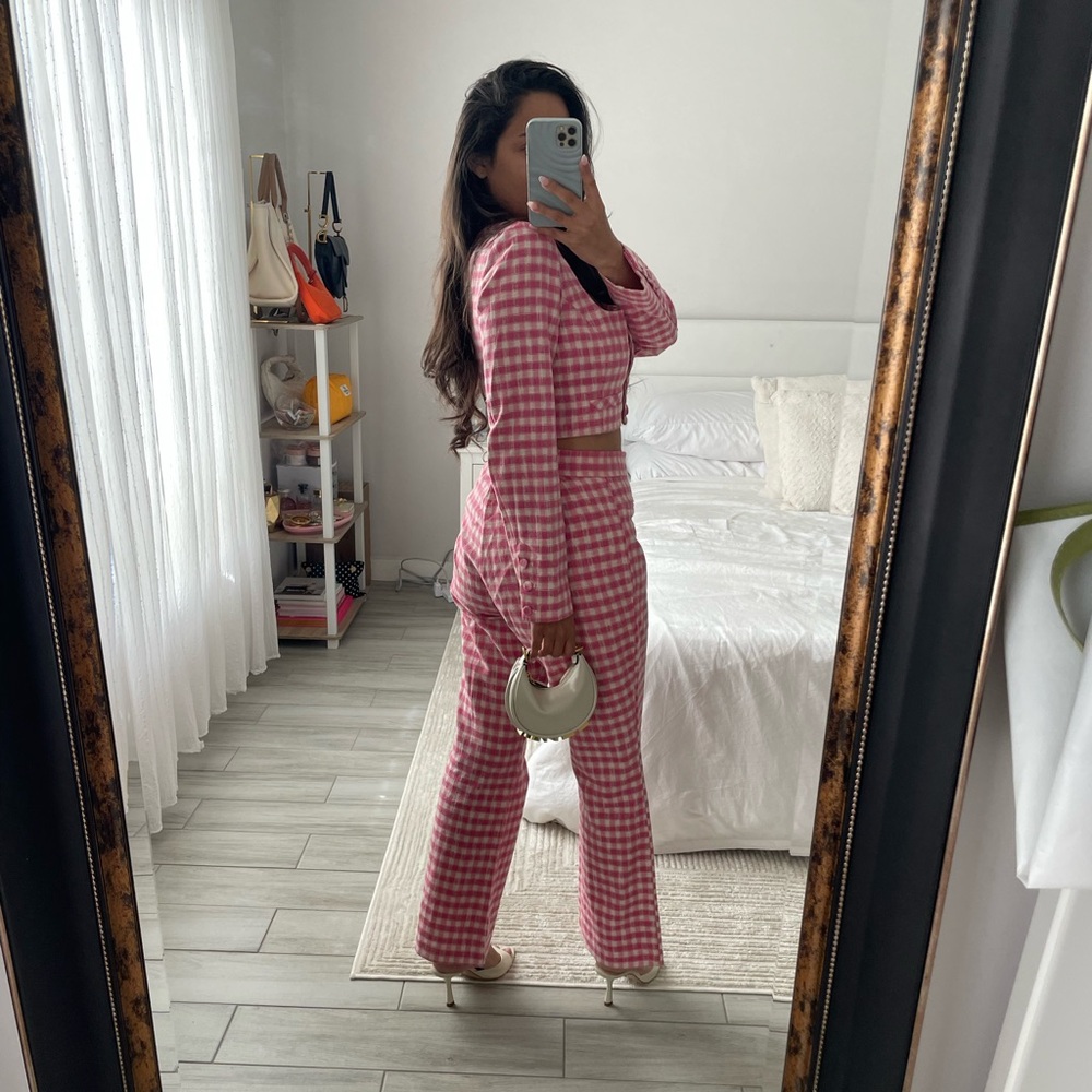ZARA Pink & Cream Gingham Pantsuit - Picture 4 of 5